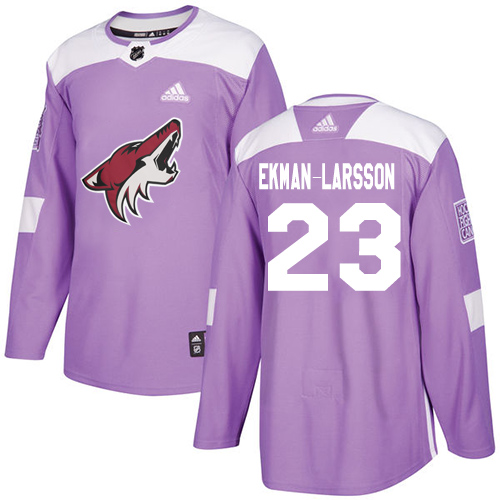 Adidas Coyotes #23 Oliver Ekman-Larsson Purple Authentic Fights Cancer Stitched NHL Jersey
